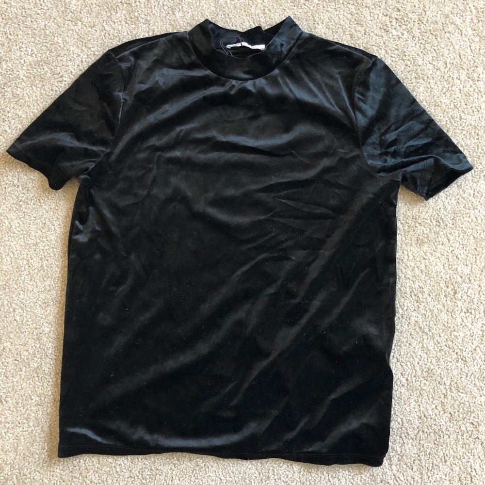 Zara Velvet Mock Neck Tee